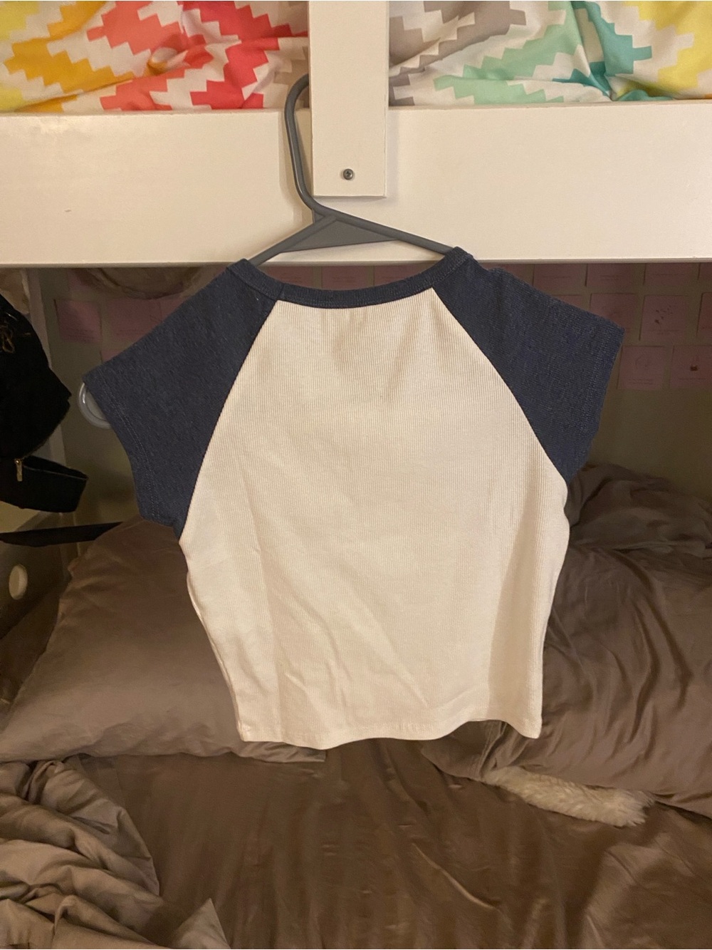 Roxy Two-Tone Raglan Tee in White and Navy